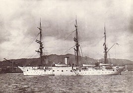 Das Marineschulschiff Gneisenau auf einem Foto aus dem Jahr 1900.