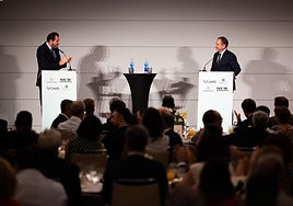 RVerkehrsminister Óscar Puente am vergangenen Donnerstag auf dem SUR-Forum,.