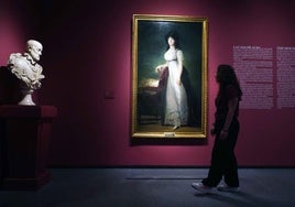 Ansicht des Saals mit dem Porträt der Marquise von Lazán von Francisco de Goya. Das Porträt der Kaiserin Eugenia zu Pferde.