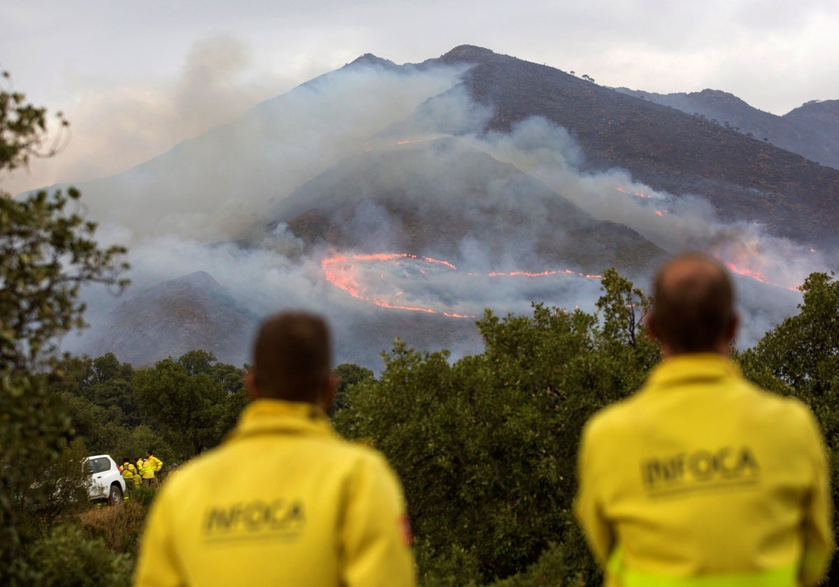 Infoca-Mitarbeiter beim Brand in der Sierra Bermeja im Jahr 2022.