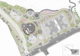 Plan der zweiten Phase des Projekts, das unter anderem eine Sportbahn und einen Aussichtspunkt umfasst.