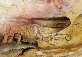 Detail der Höhlenmalereien in der Höhle von La Pileta, die jetzt für ihre Erhaltung und Untersuchung in 3D digitalisiert wurden.
