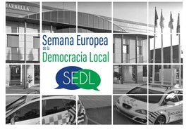 Plakat zur Ankündigung des Tags der offenen Tür bei der örtlichen Polizei von Marbella.