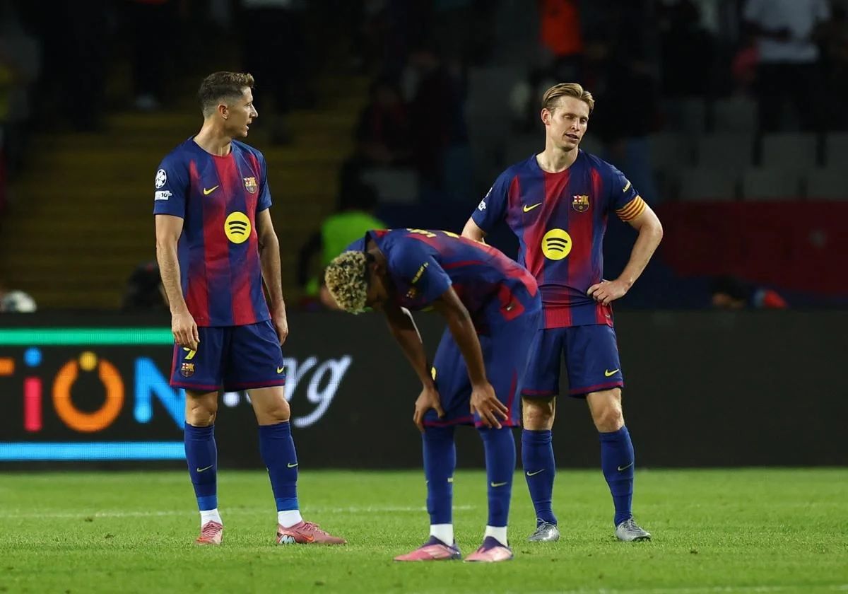 Lewandowski, Lamine Yamal und De Jong nach dem Tor von Gonçalo Ramos.