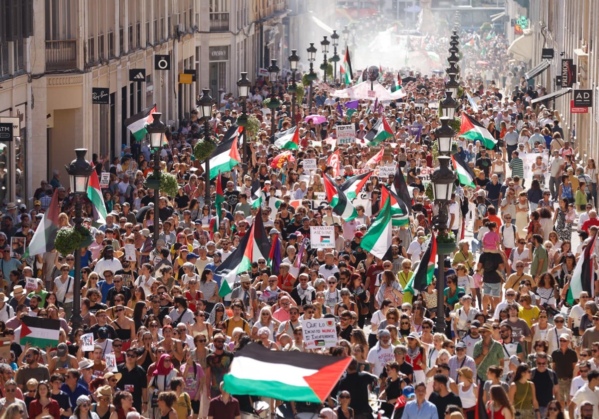 Der Demonstrationszug in der Calle Larios.