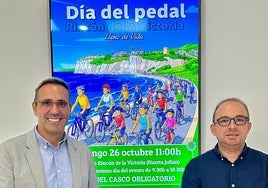 Der zuständige Stadtrat und der Präsident des Clubs bei der Präsentation des Día del Pedal.