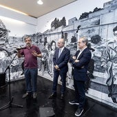 Idigorás mit Vertretern der Stadt vor dem Wandbild.
