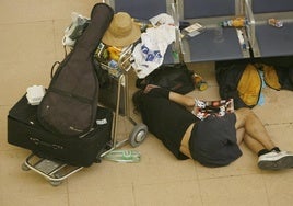 Obdachlose auf dem Flughafengelände.