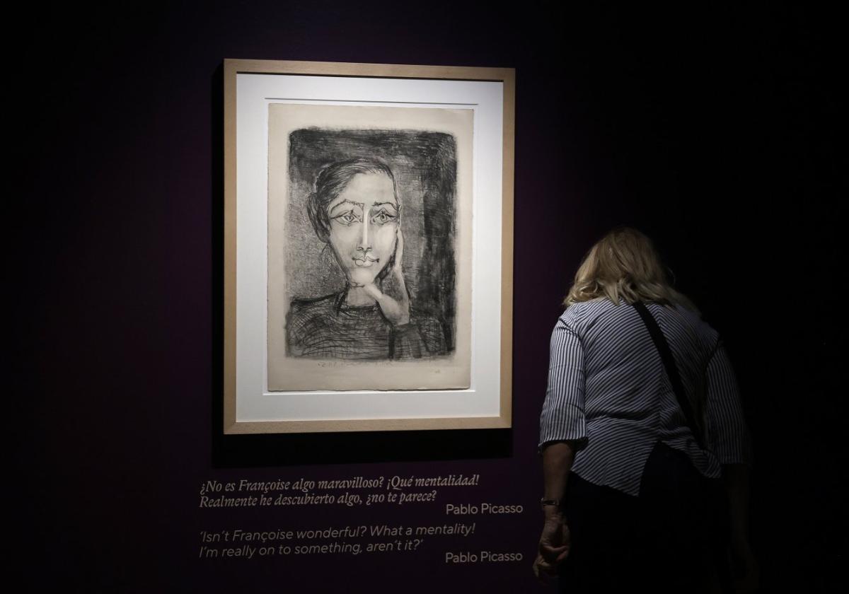 'Françoise sobre fondo gris', eines der Werke der Ausstellung der Casa Natal.