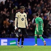 Unzufriedener Yamal am Ende der ersten Halbzeit