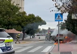Der Brand in der Nähe des Justizpalastes von Málaga.