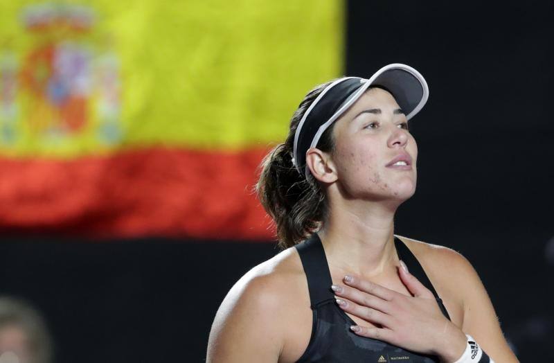 Muguruza celebrates winning the WTA tournament in Mexico