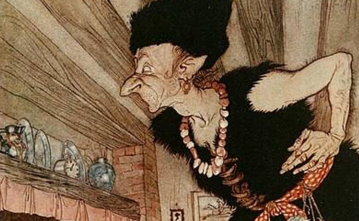 Early 20th century illustration of the unfriendly giant. 