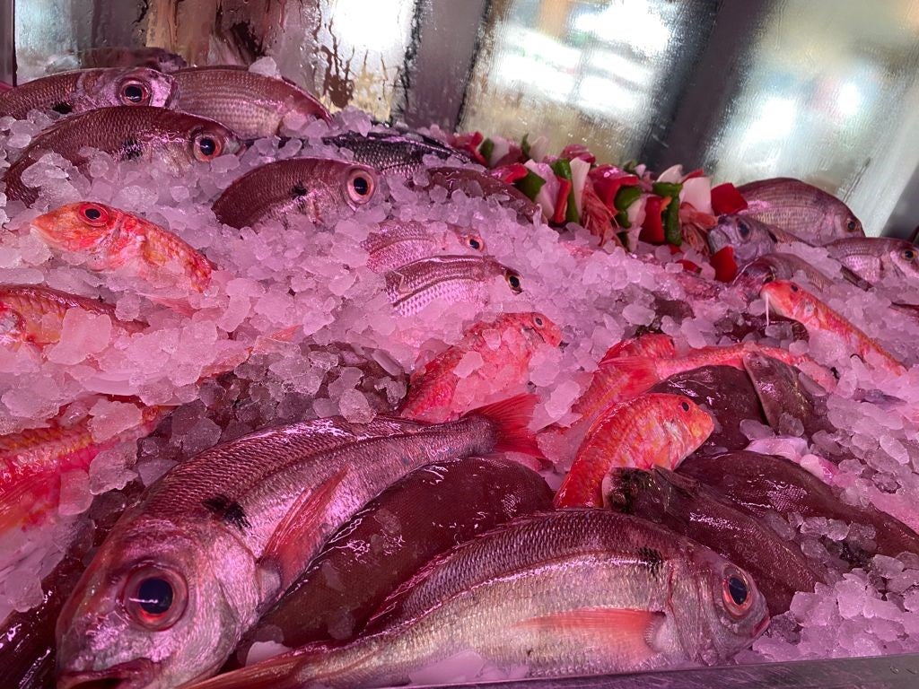 The display at La Palma in Estepona offers the best fresh food from the market every day.