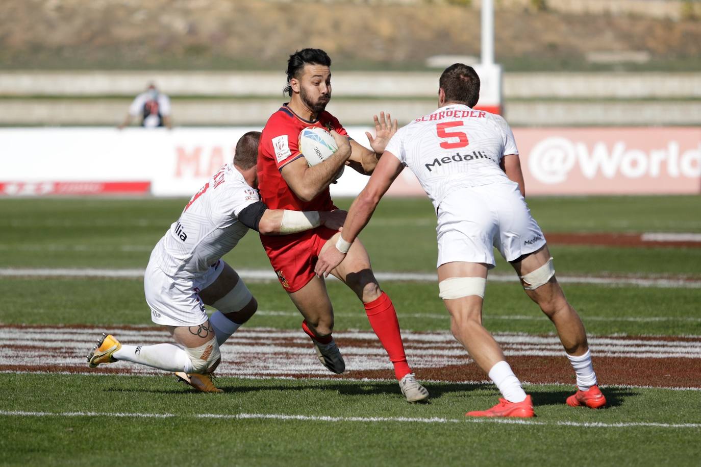 Nations compete in front of an international crowd at the Malaga athletics stadium