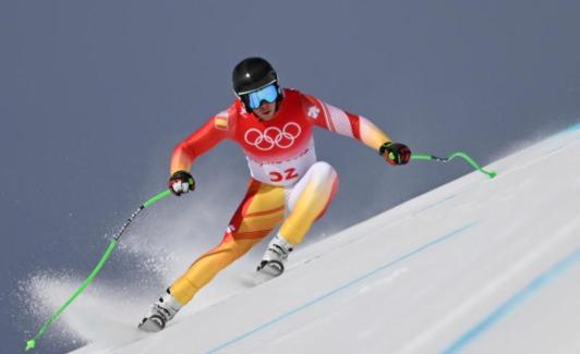 Adur Etxezarreta during the men's downhill skiing event. 