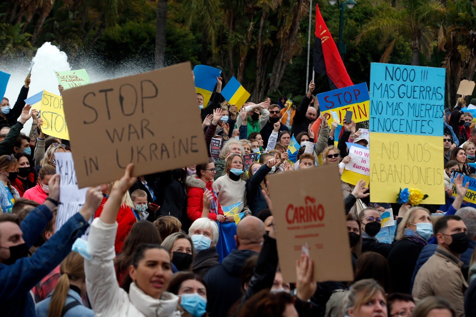 Demonstration in Malaga's Plaza de la Marina, this Sunday. 
