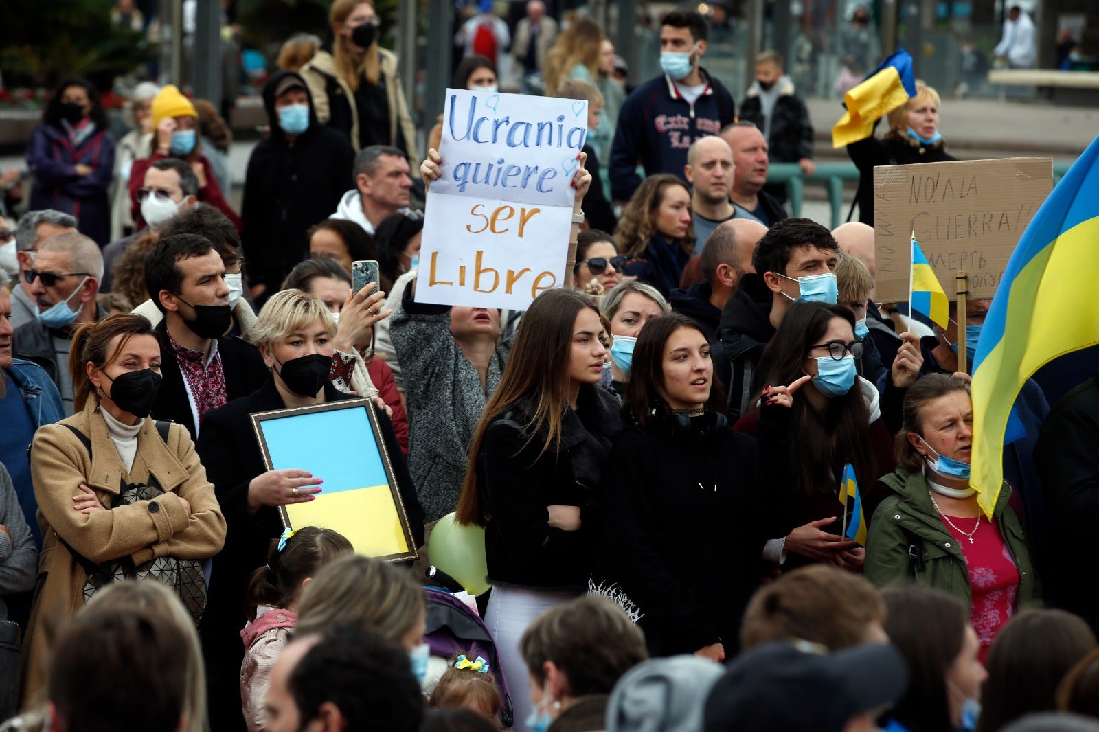 Demonstration in Malaga's Plaza de la Marina, this Sunday. 