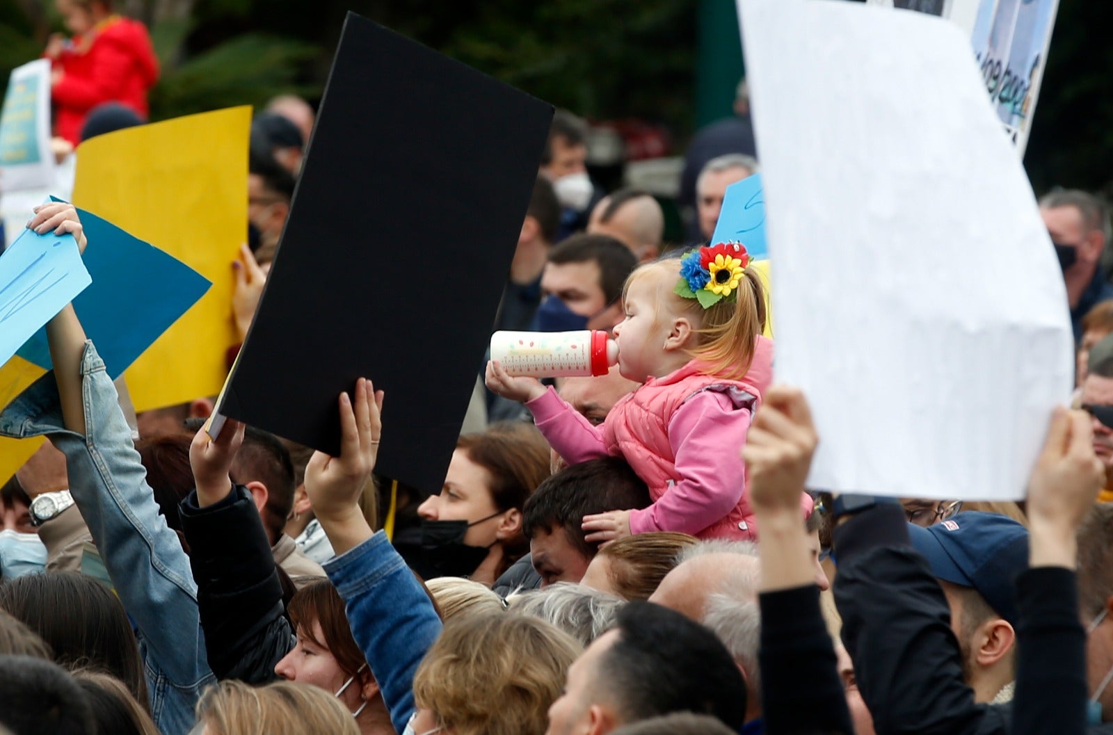Demonstration in Malaga's Plaza de la Marina, this Sunday. 