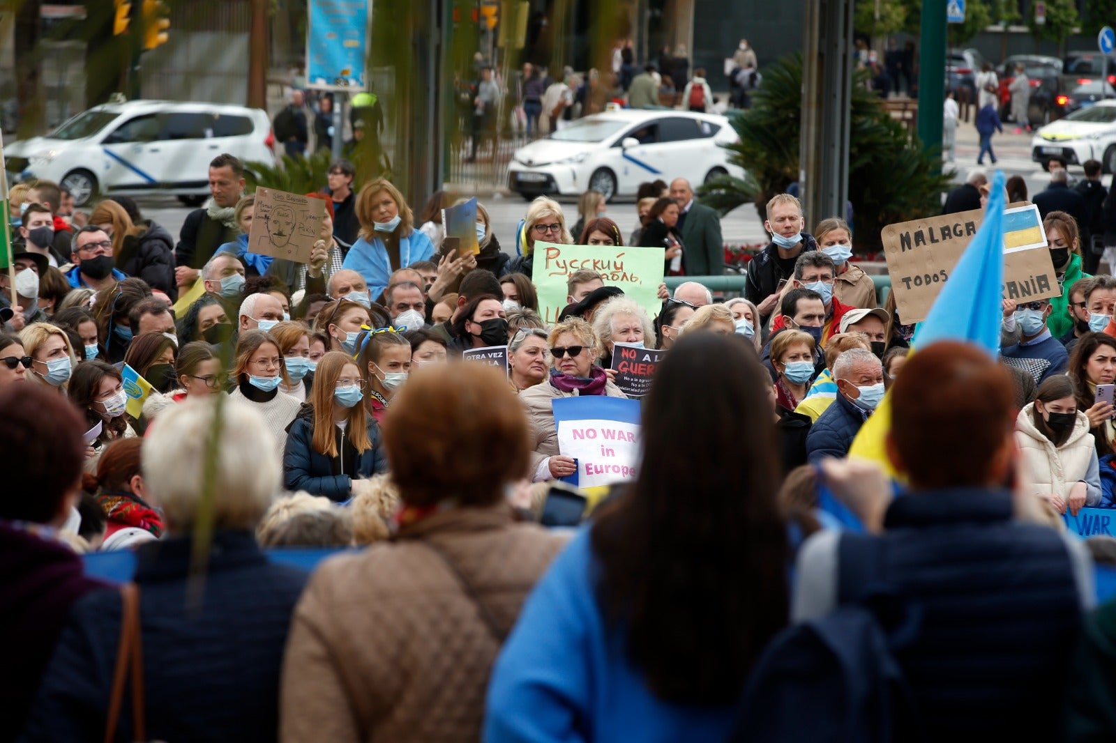 Demonstration in Malaga's Plaza de la Marina, this Sunday. 