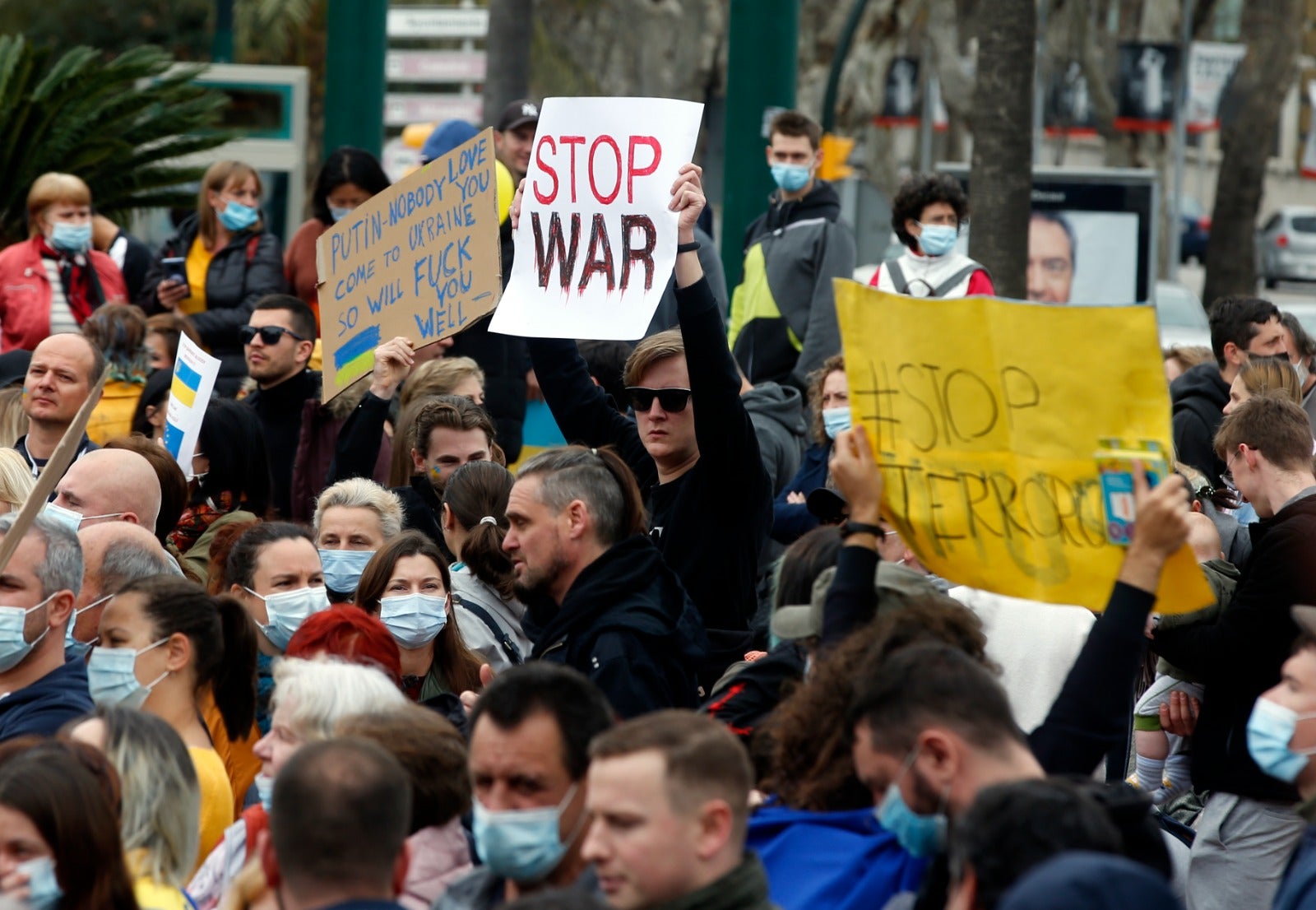 Demonstration in Malaga's Plaza de la Marina, this Sunday. 