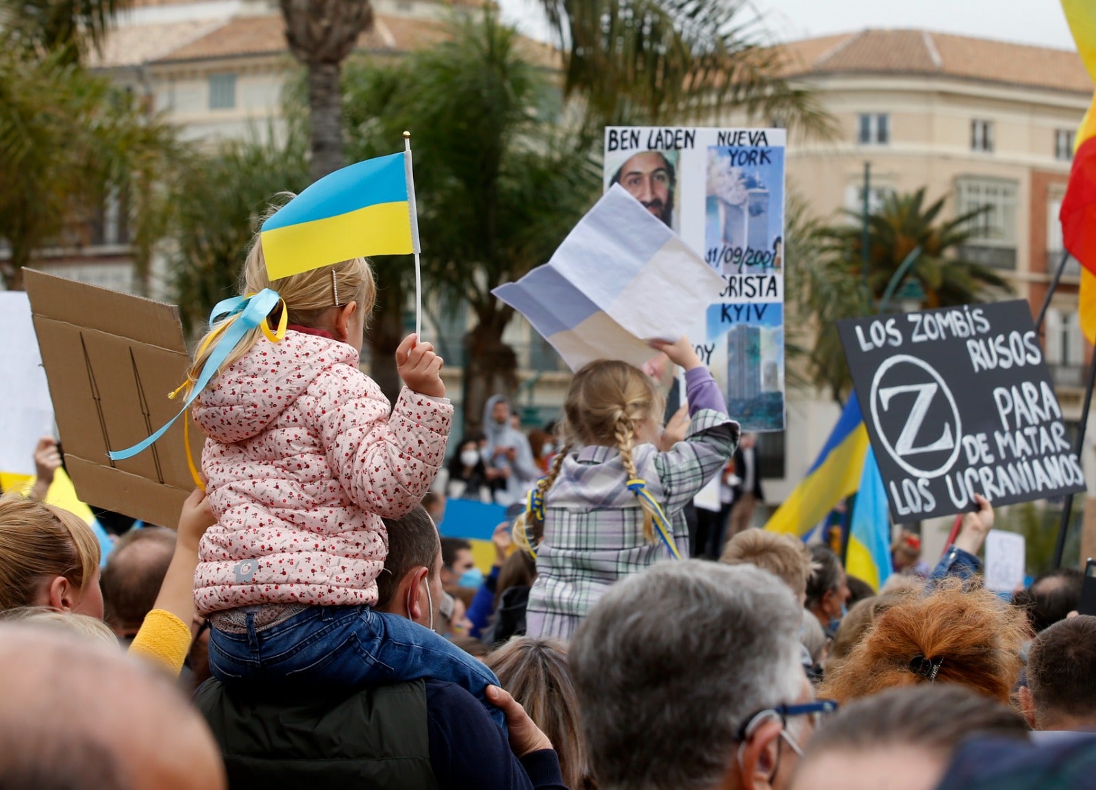 Demonstration in Malaga's Plaza de la Marina, this Sunday. 