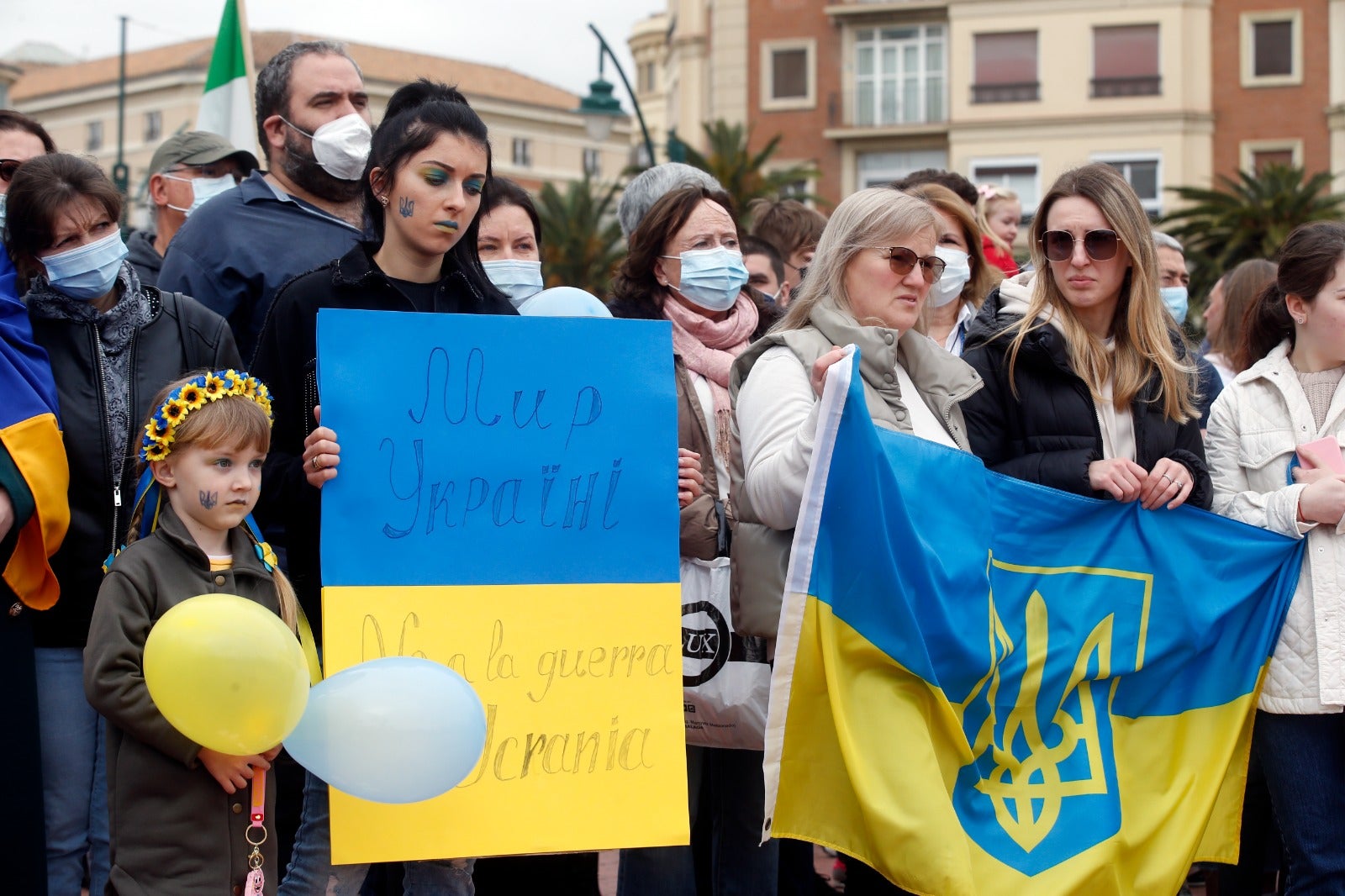 Demonstration in Malaga's Plaza de la Marina, this Sunday. 