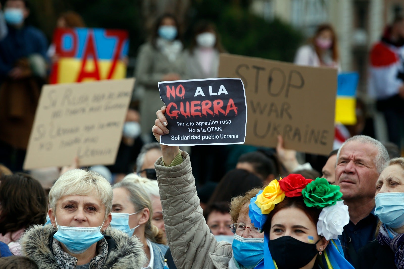 Demonstration in Malaga's Plaza de la Marina, this Sunday. 