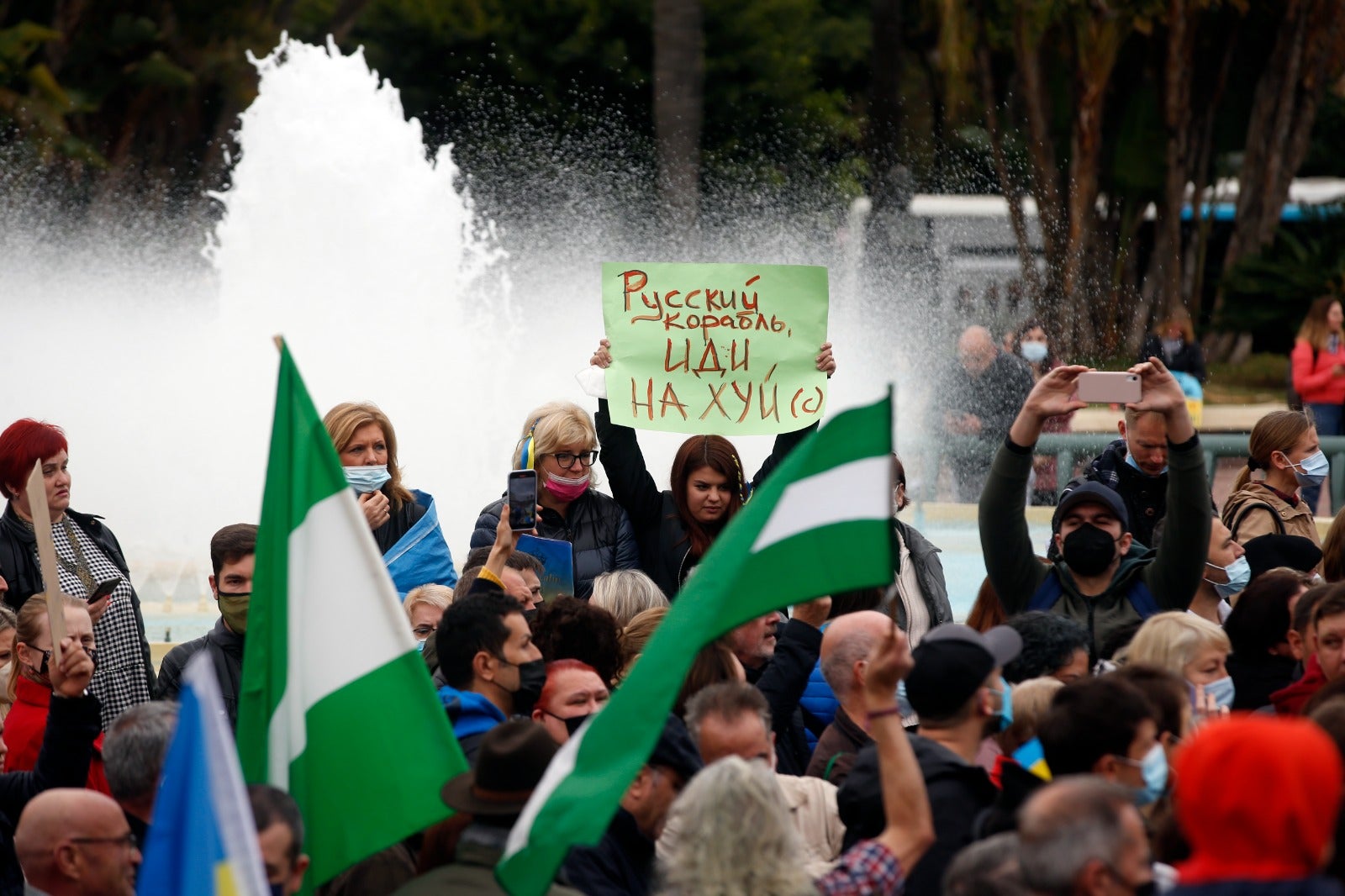 Demonstration in Malaga's Plaza de la Marina, this Sunday. 