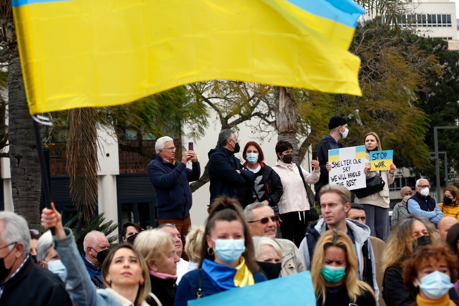 Demonstration in Malaga's Plaza de la Marina, this Sunday. 