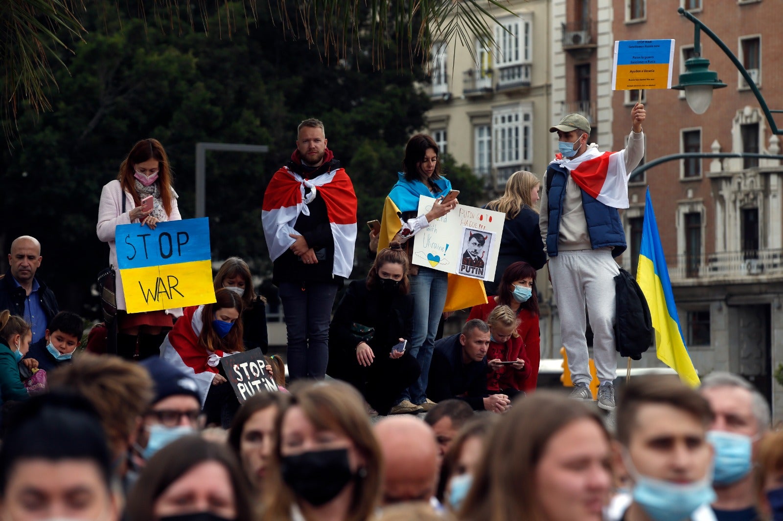 Demonstration in Malaga's Plaza de la Marina, this Sunday. 