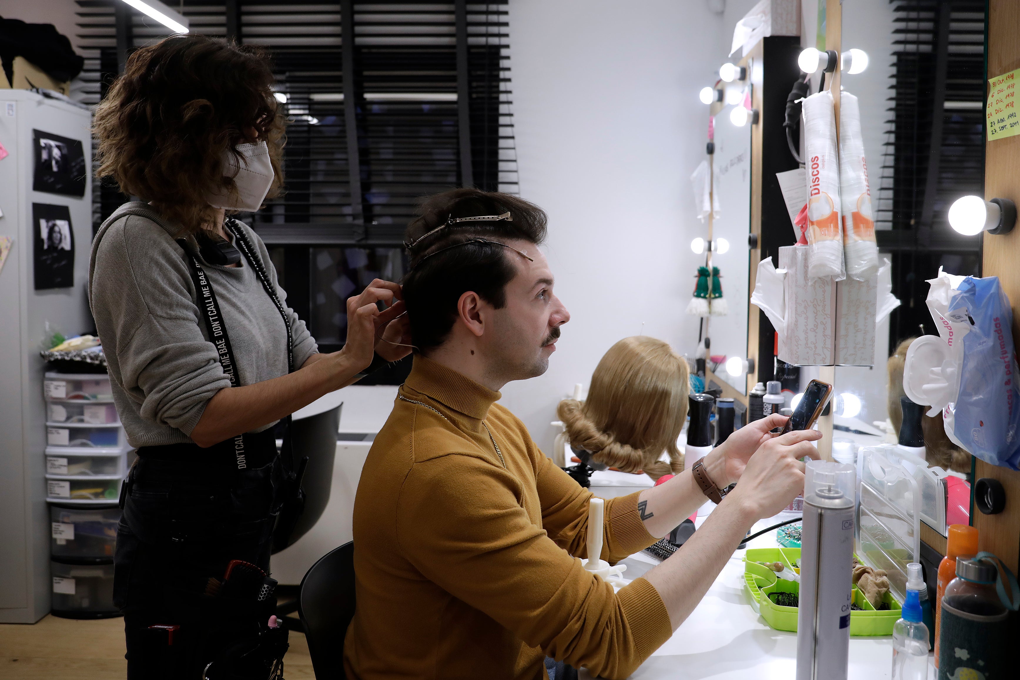 Behind the scenes at the Soho theatre as Antonio Banderas and the cast of Company prepare for a show.