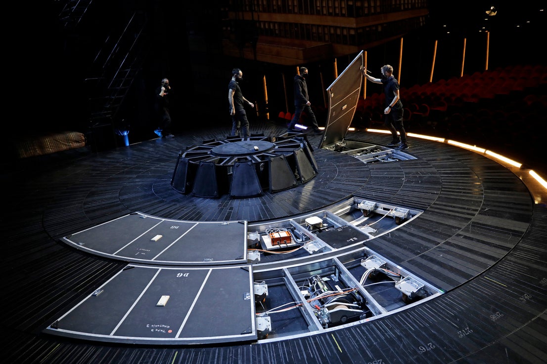 Behind the scenes at the Soho theatre as Antonio Banderas and the cast of Company prepare for a show.