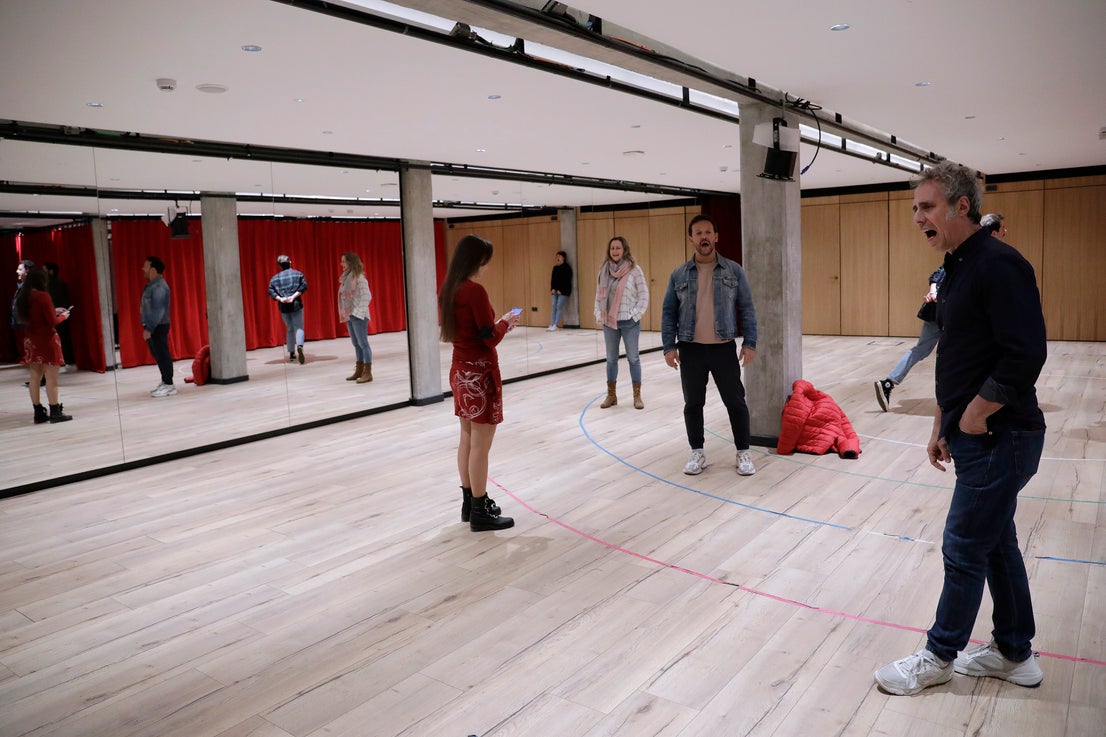 Behind the scenes at the Soho theatre as Antonio Banderas and the cast of Company prepare for a show.