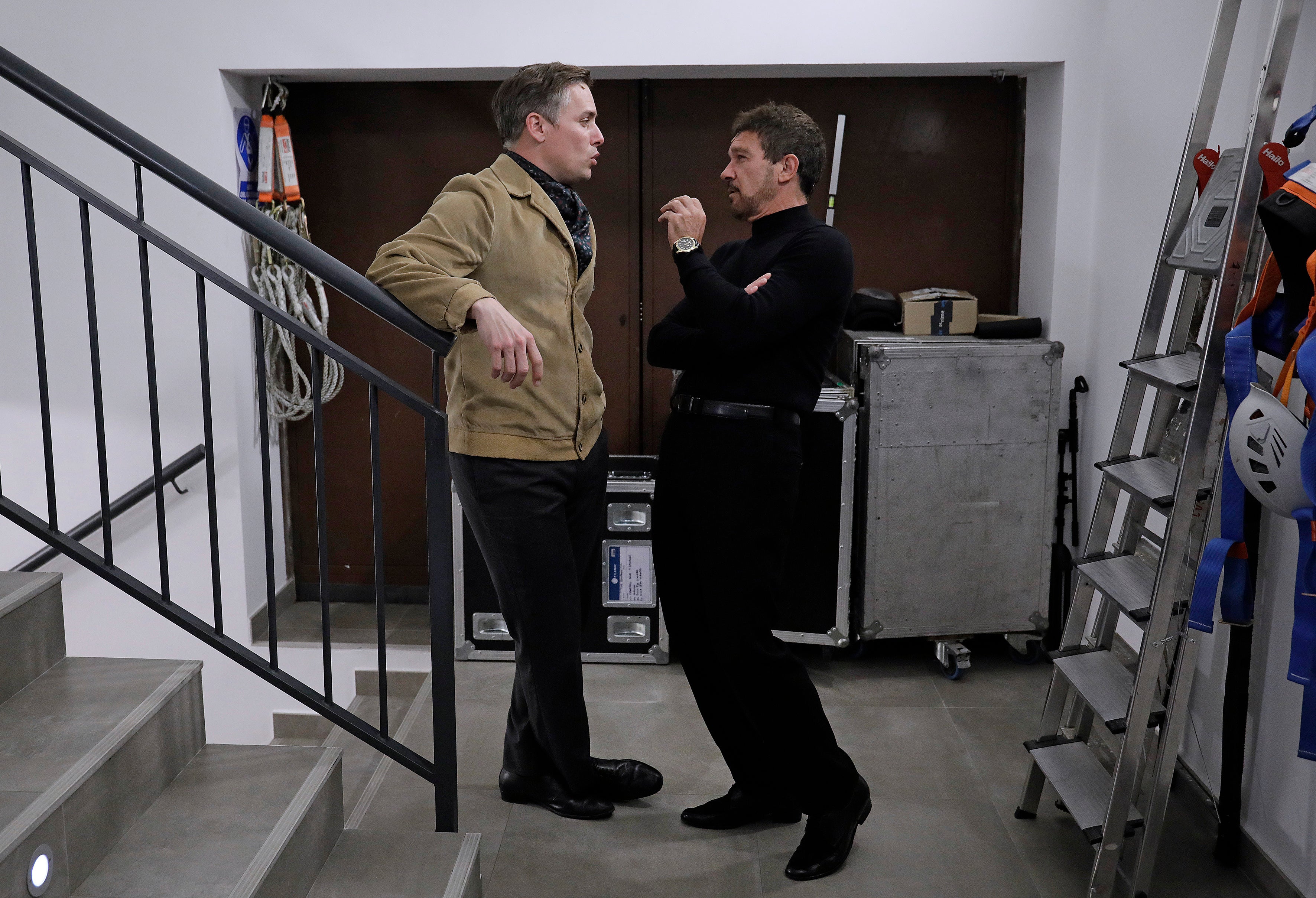 Behind the scenes at the Soho theatre as Antonio Banderas and the cast of Company prepare for a show.