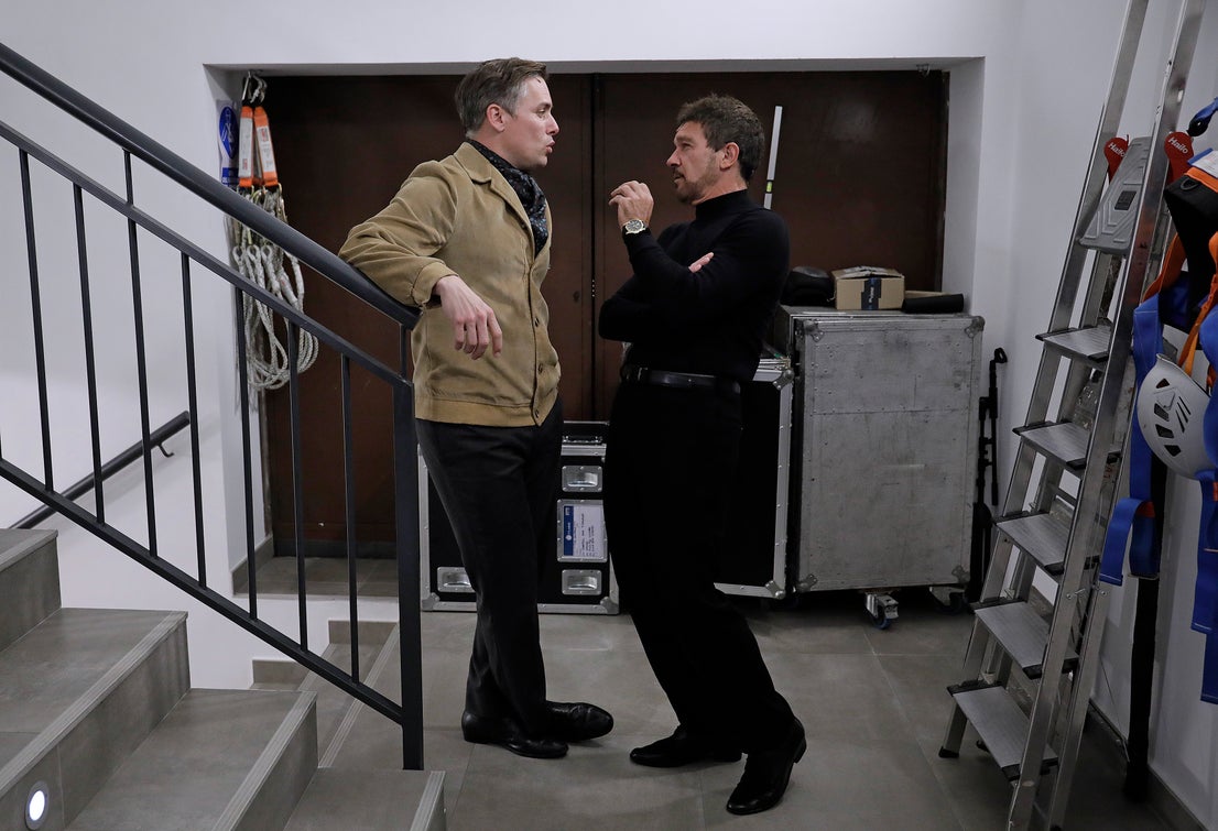 Behind the scenes at the Soho theatre as Antonio Banderas and the cast of Company prepare for a show.