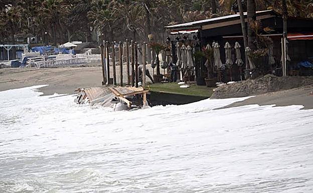 The sea has caused damage to a number of beach bars 