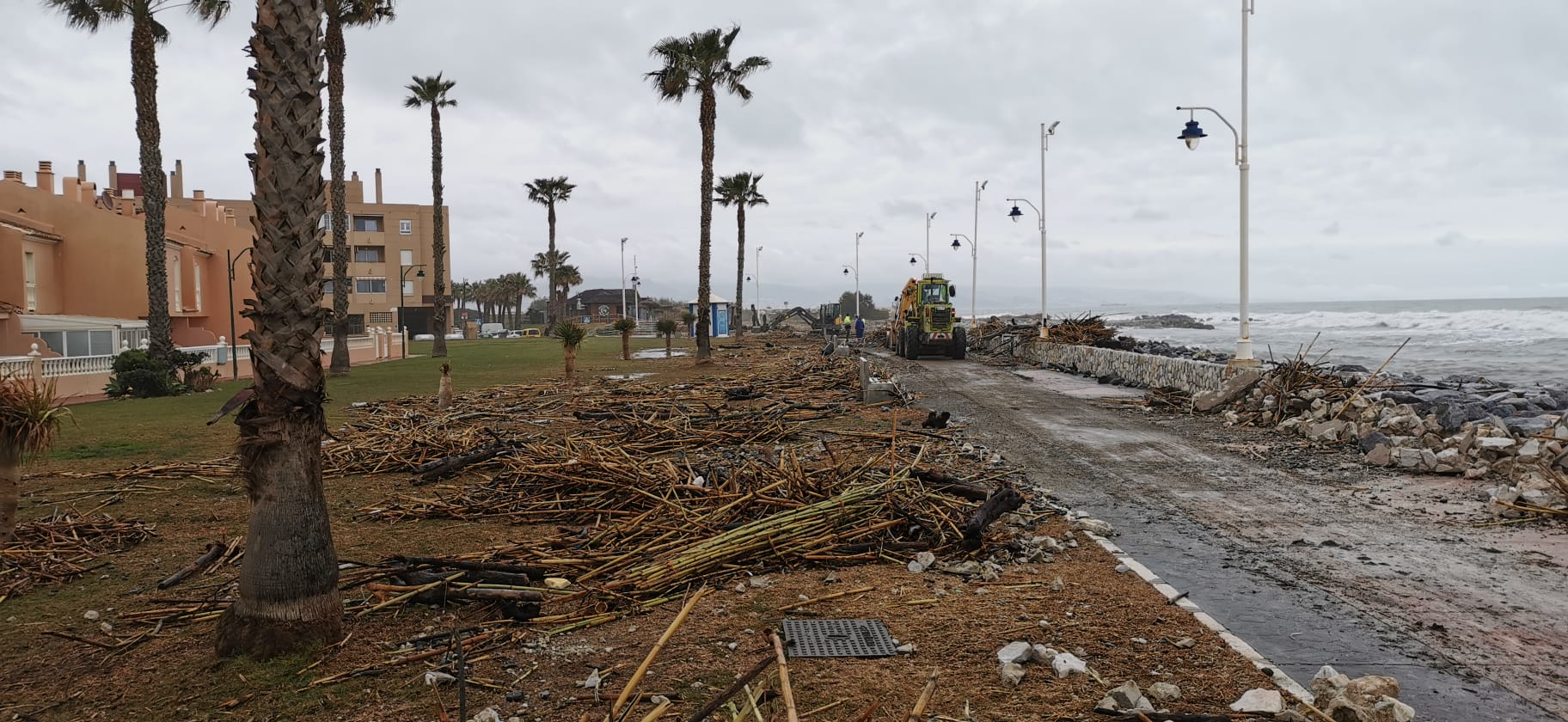 Photographs of the damage to the beaches of the Costa del Sol due to the storm. Guadalmar