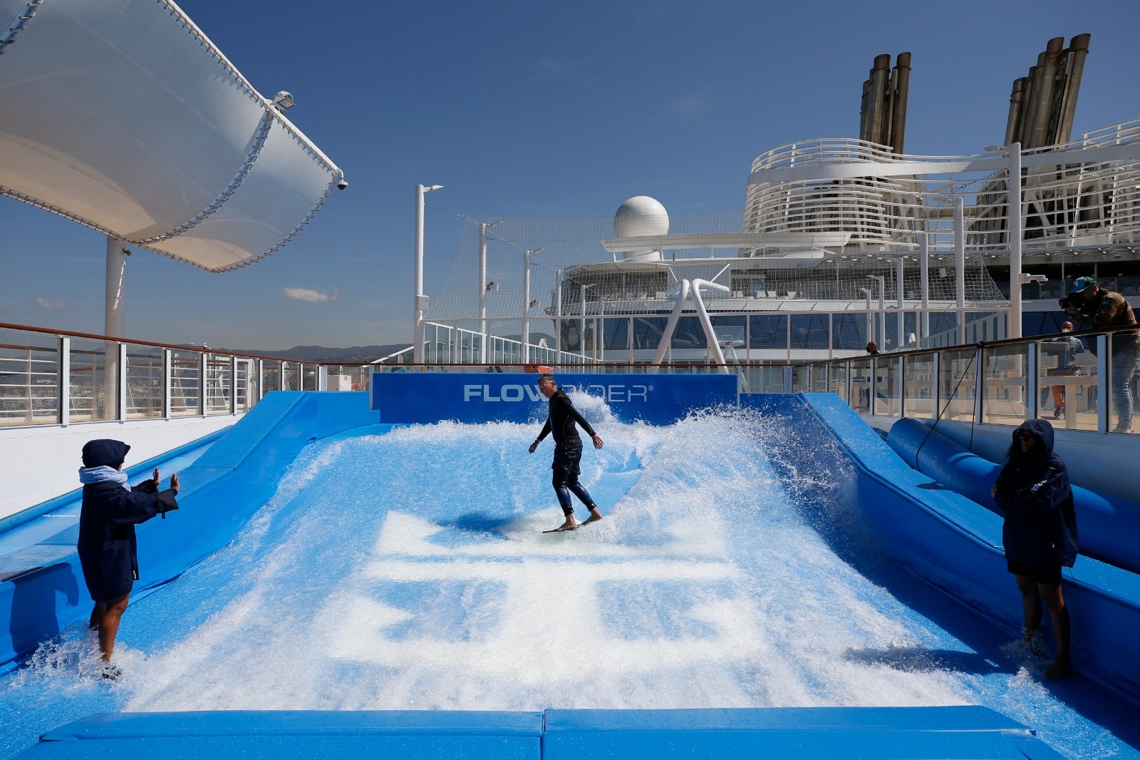 The Wonder of the Seas docks in Malaga, its first port of call in Spain.