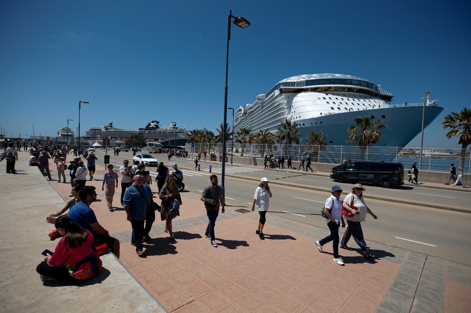 The Wonder of the Seas docks in Malaga, its first port of call in Spain.