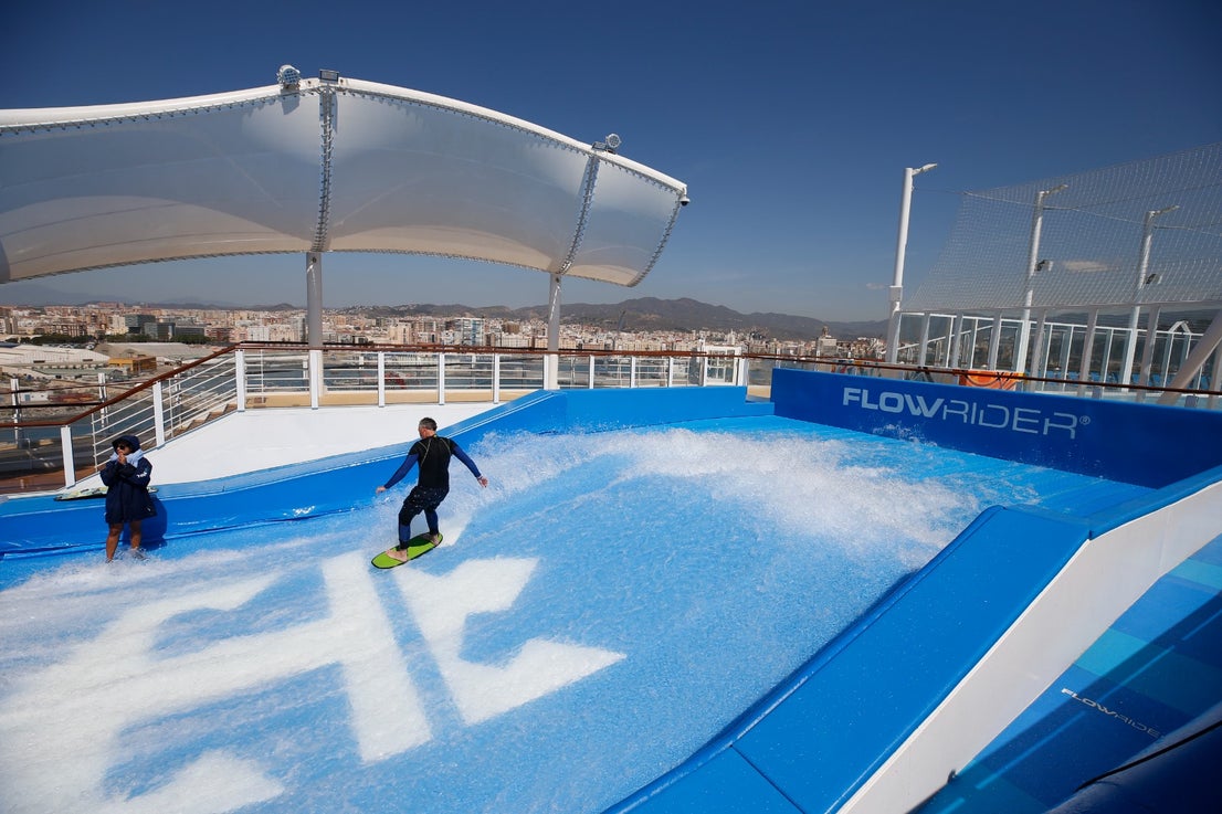 The Wonder of the Seas docks in Malaga, its first port of call in Spain.