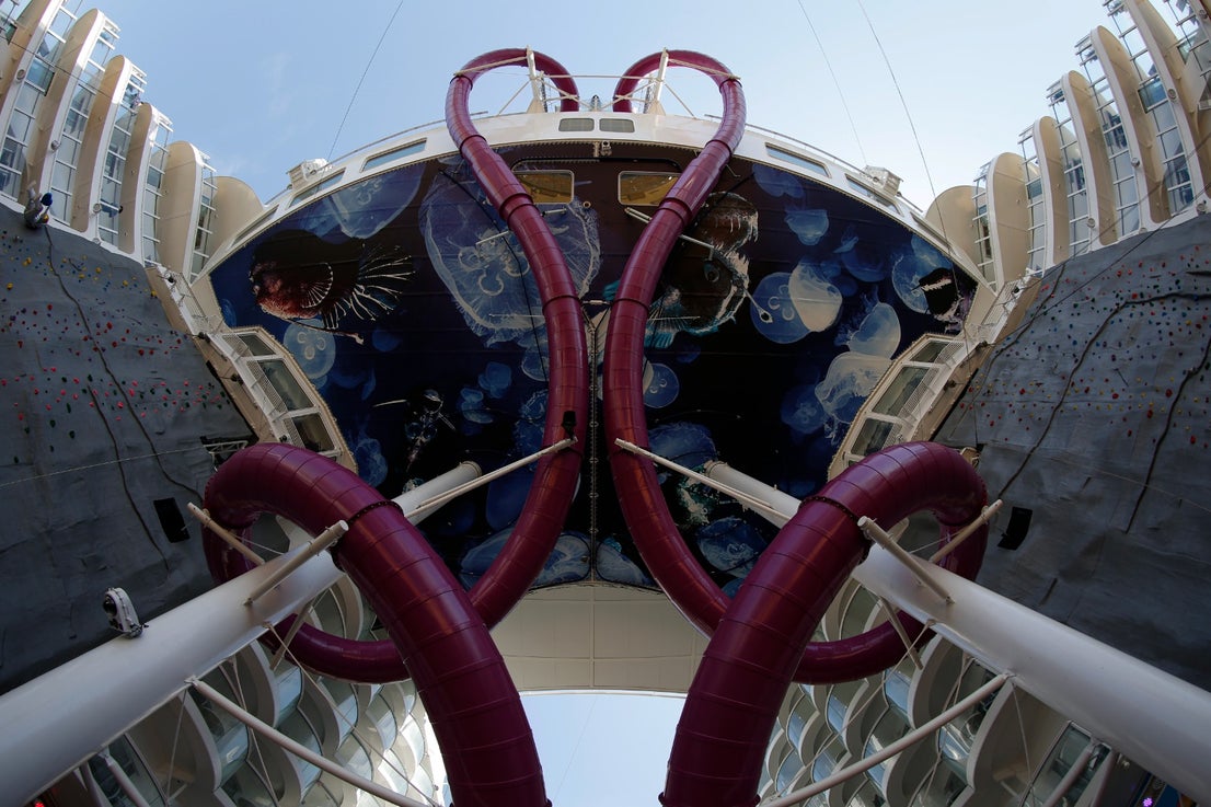 The Wonder of the Seas docks in Malaga, its first port of call in Spain.