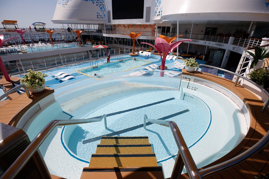 The Wonder of the Seas docks in Malaga, its first port of call in Spain.
