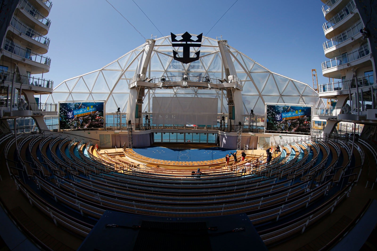 The Wonder of the Seas docks in Malaga, its first port of call in Spain.