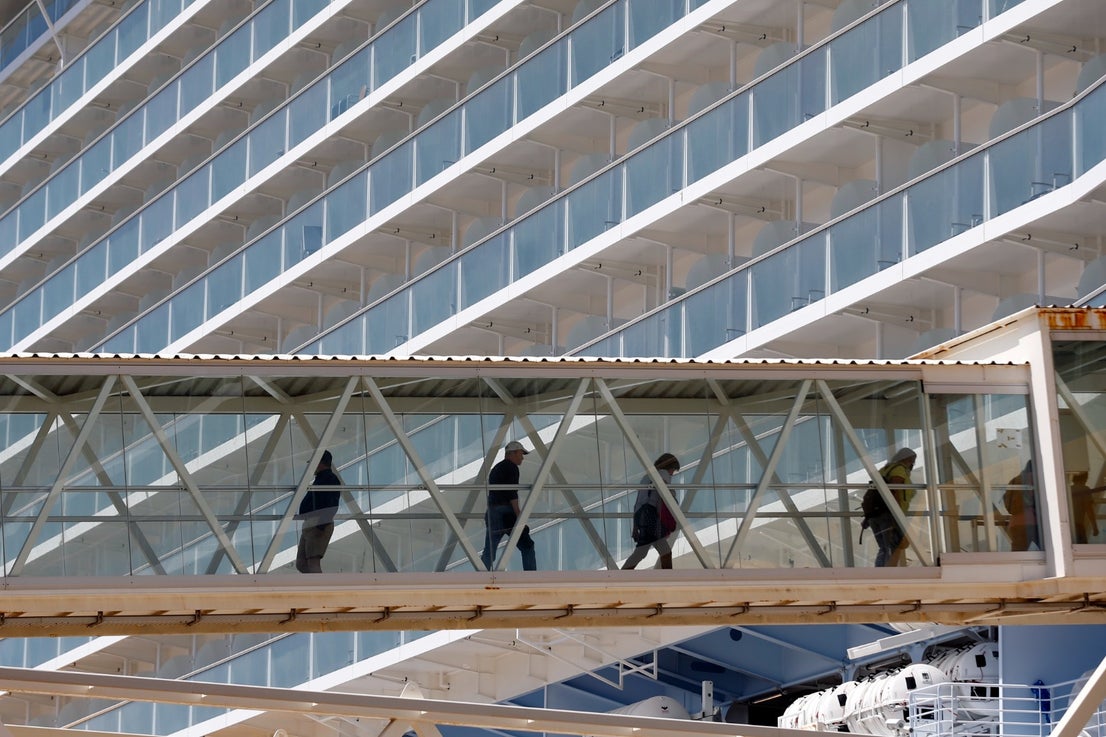 The Wonder of the Seas docks in Malaga, its first port of call in Spain.