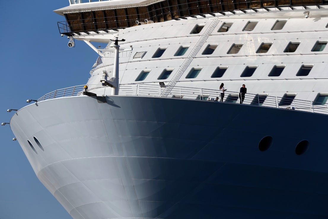 The Wonder of the Seas docks in Malaga, its first port of call in Spain.