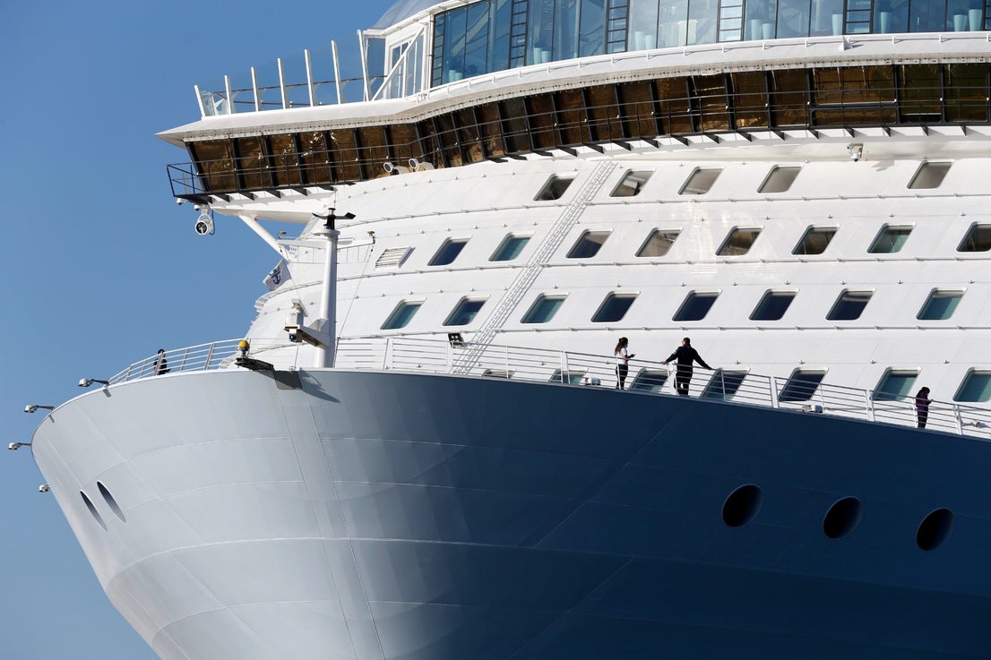 The Wonder of the Seas docks in Malaga, its first port of call in Spain.