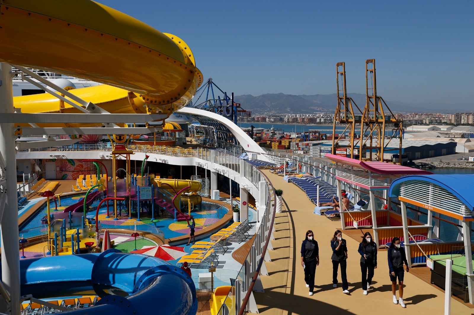 The Wonder of the Seas docks in Malaga, its first port of call in Spain.