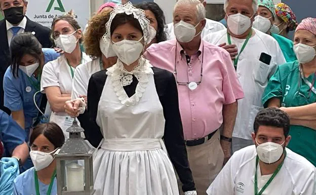 Recreation of Florence Nightingale at the Clínico Hospital, in Malaga. 