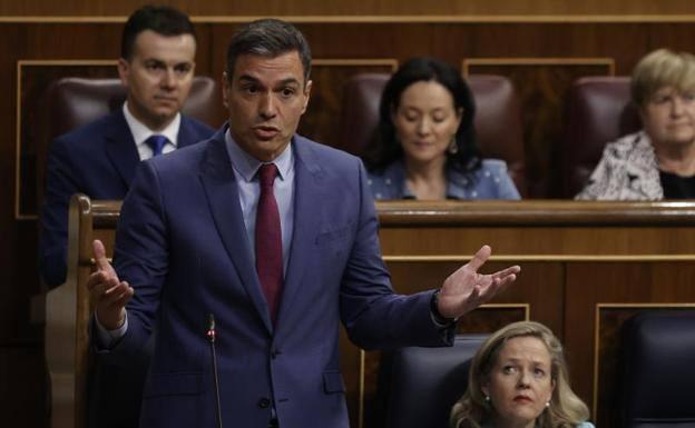 Pedro Sánchez in parliament this morning. 